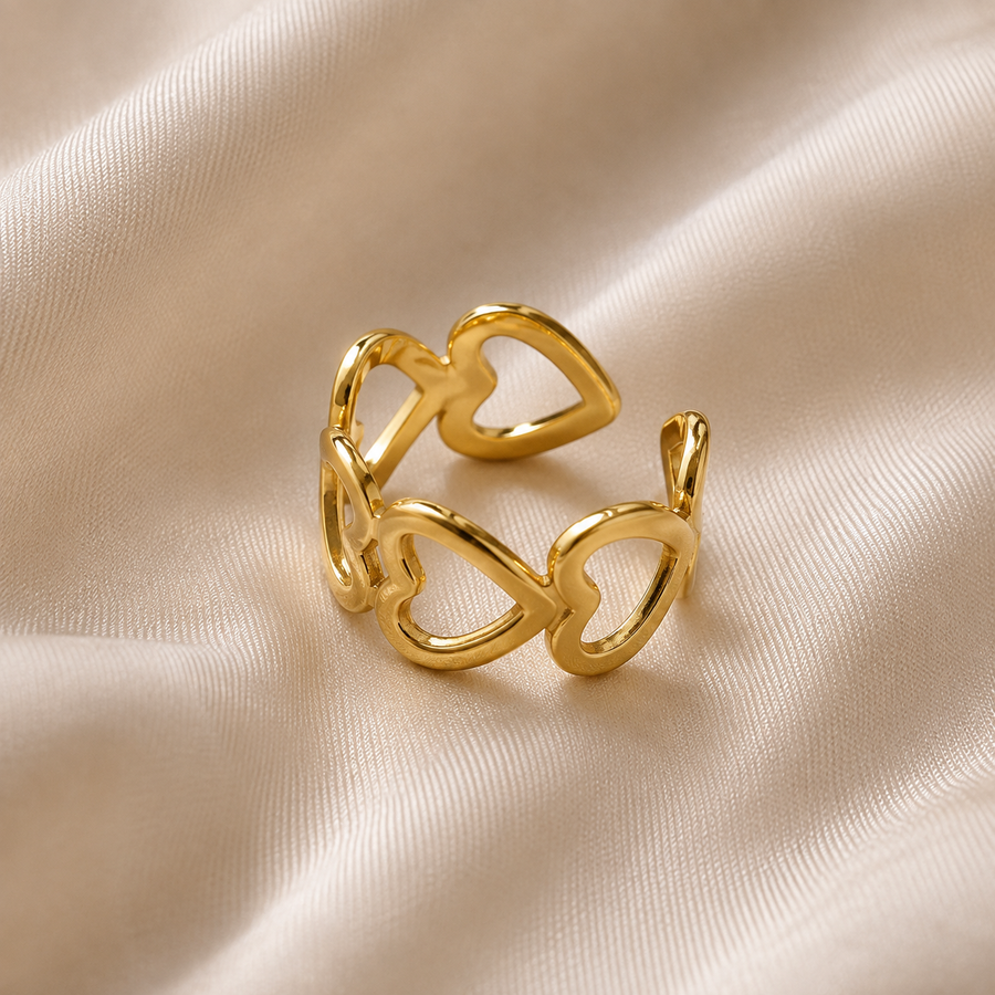 Heart connected ring | stainless steel